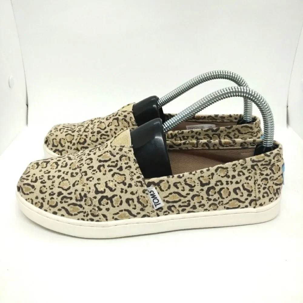 Toms Animal Print Flats Shoes‎ Youth Girls Size 5 Y Beige,